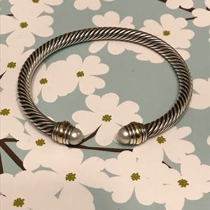 David Yurman cable bracelet with pearl